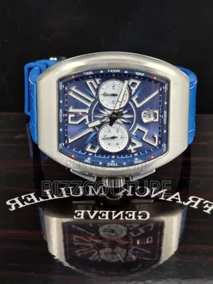 Original Franck Muller Blue Genuine Leather Chronograph Quartz Watch