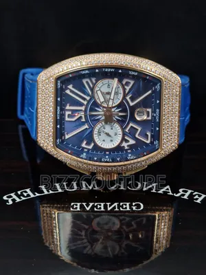 Original Franck Muller Iced Blue Genuine Leather Strap Calendar Watch