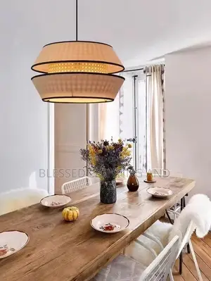 Size 600mm Ratro Rattan Pendant Light Hand Woven Drop Light For
