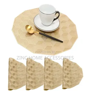 6 Pack Round Gold Placement Mat