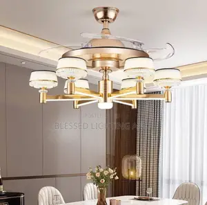 Size 800mm Luxury Led Ceiling Fan Chandelier Light for Living Room
