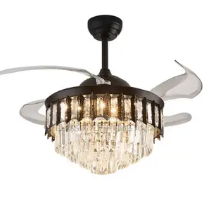 Size 600mm Crystal Ceiling Fan Chandelier for Living Room, Dinnin