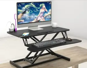 Height Adjustable Computer Desk With Keyboard Trey