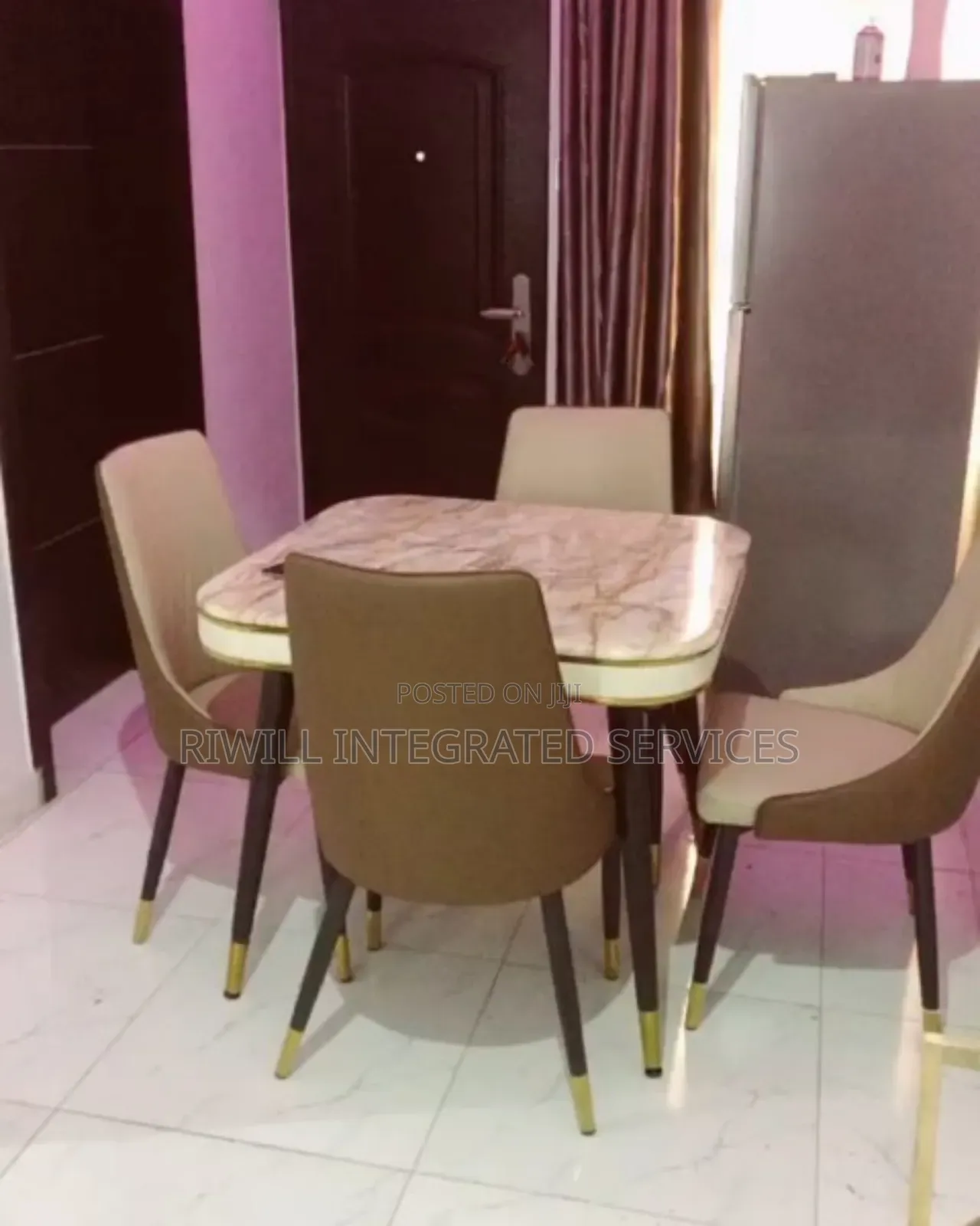 Marble Dining Table and Four Chairs