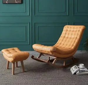 Luxury Relaxing Rocking Chair With Leg Rest, Beige