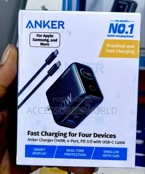 Anker 140w 4-Port Foldable Pd 3.1 Usb-C Gan Charger