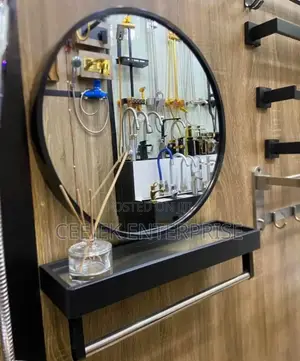 60x60 Round Mirror With Shelve