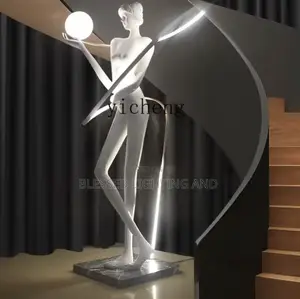 Soft Girl Humanoid Floor Artwork Decorative Lamp for Modern Living Roo