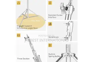 2.8m Heavy Duty Silver Light Stand