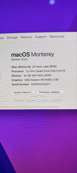 Desktop Computer Apple iMac 32GB Intel Core I5 HDD+SSD 1T
