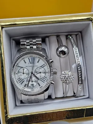 Michael Kors Silver Watch and Bracelets Set