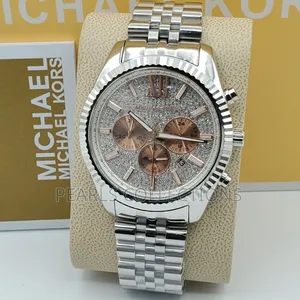 Luxury Michael Kors Silver Watch White Face Dial