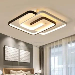 Bedroom Led Chandelier Light Black White Square Modern Ceiling Lamp