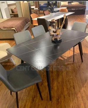 Neat Leather Chair and Marble Top Dinning