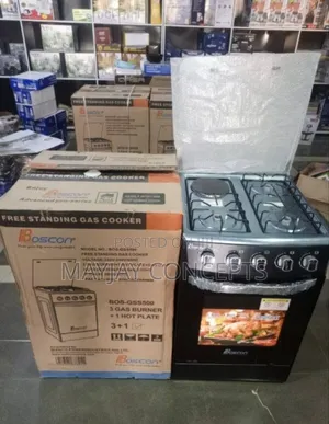 Boscon Standing Gas-3burners+1electric Hotplate and 60l Oven