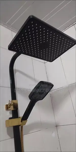 Luxury Black & Gold Shower Mixer Tap With Dual Shower Heads