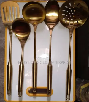 Set of Gold-Colored Kitchen Utensils