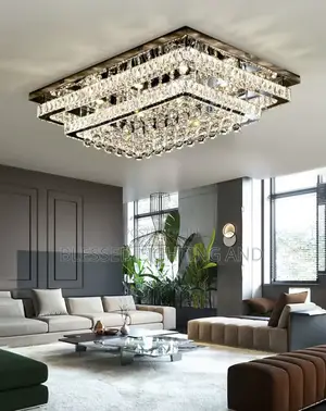Size 900mm Luxury Cube Crystal Ceiling Fitting Chandelier Lights For