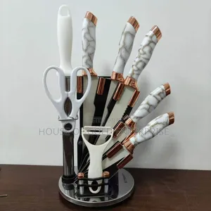 Kitchen Knife Set With a Rotating Holder