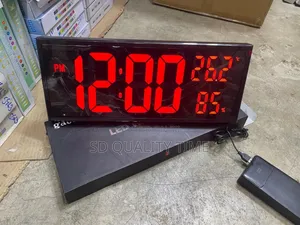 LCD Digital Led Wall Clock With Remote Control (16 by 7")