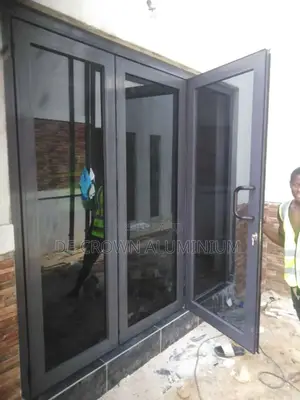 Luxury Aluminium Collapsible Door With Grey Glass Durable Space Saver.
