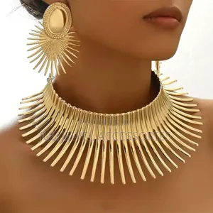 African Collar Choker Necklace and Earrings for Ladies Culture
