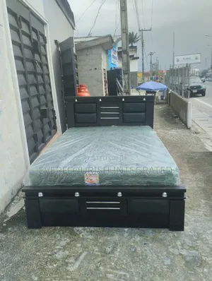 Bed Frame 4x6ft Wooden Black Colour