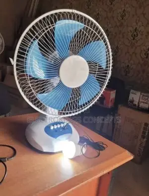 Rechargeable Table/Desk Fan With Solar Panel and Night Bulbs