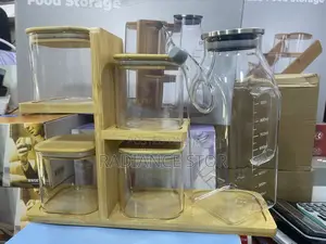 Airtight Glass Canister Set With Oil Jar/Bottle