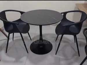 2 Seater Fibre Chair With Round Marble Top Table