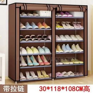 6 Tiers Layers Double Layer Shoe Rack With Fabric Cover