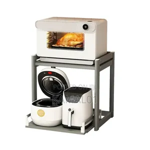 2-Tier Pull Out Microwave Oven Rack, Countertop Height Adjustable