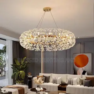 Size 600mm and 800mm Round Sugar Crystal Chandelier Light for Living R