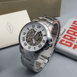 Fossil Automatic Silver Chain Watch (White Face Dial)