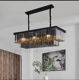 Size 600mm Luxury Square Black Led and Bulb Crystal Chandelier