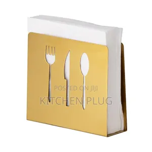 Gold-coloured, Stainless Steel Napkin Holder For Hotel, Restaurants,
