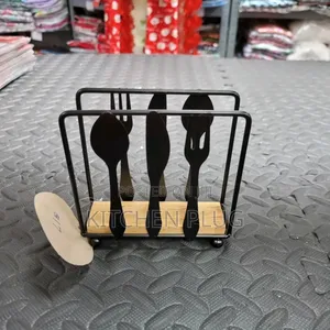 Modern Metal Napkin Holder With a Wooden Base
