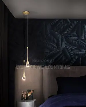 Double Ended Droplet Pendant Light in Bedroom, Nordic Light Luxury