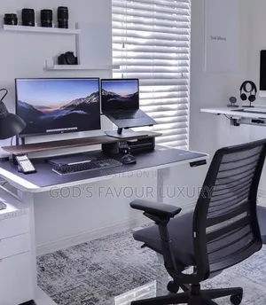 Electric Adjustable Height Table and Office Chair