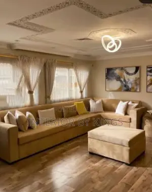 U-Shaped Fabric Sofa + Center Ottoman Can Be Made in Colors
