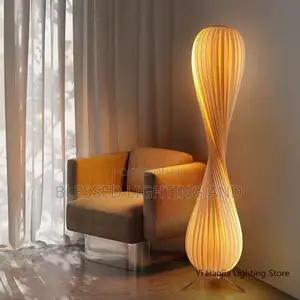 Luxury Japanese Style Wooden Floor Lamp for Living Room, Hotel Lobby