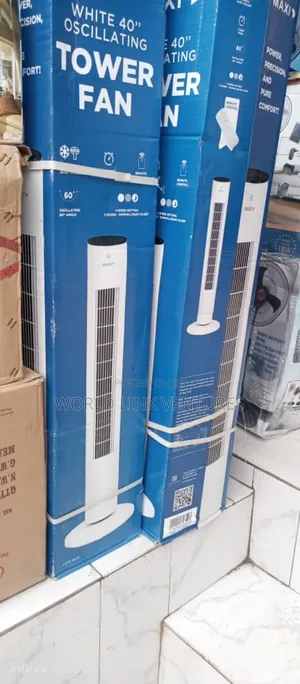 Maxi Tower Standing Fan White and Black Color