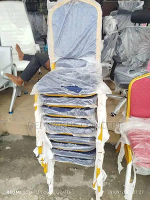 Blue Banquet Chair and Gold Frame