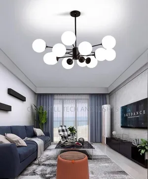 12-Bulb Glass Ceiling Chandelier – Modern Design