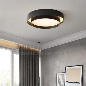 Modern Led Flush Mount Fixture Featuring a Concentric Rings Design.