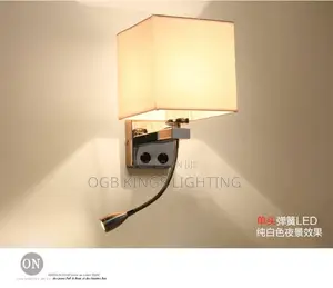 Led Wall Light With Switch Bedside Fabric Reading Lamp