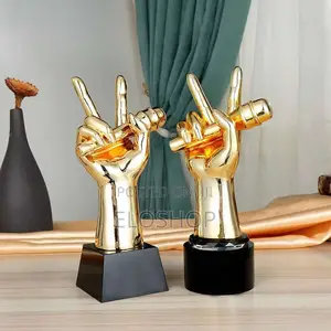 Gold Mic Crystal Trophy