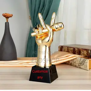 Gold Mic Crystal Trophy