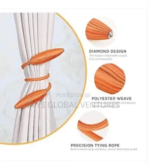 2 Pairs Magnetic Curtain Tiebacks Clips - Orange Colour