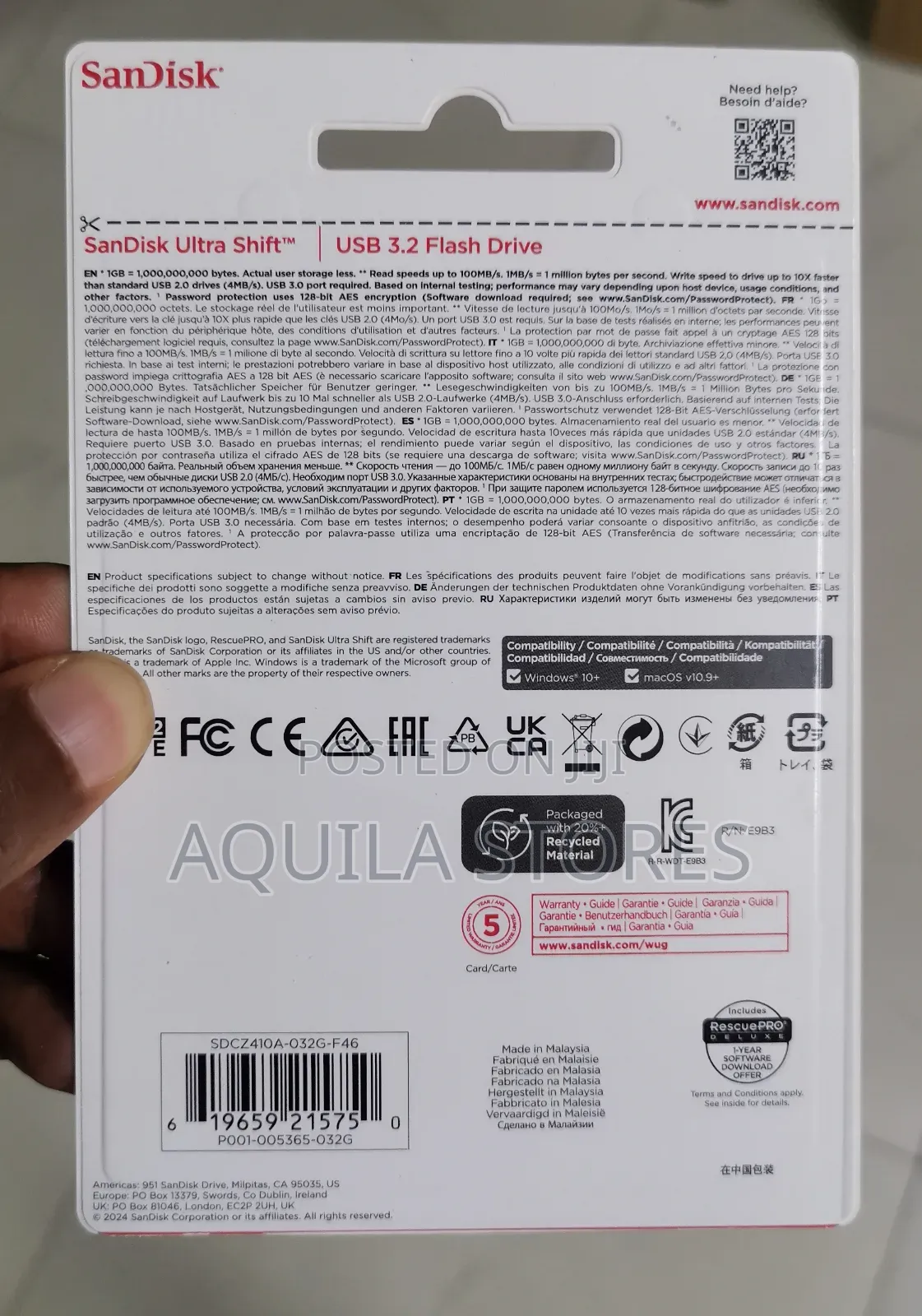 Sandisk 32gb Ultra Shift Usb 3.2 Flash Drive